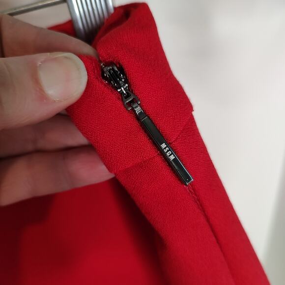 MSGM Milano NWT Red Asymmetrical Ruffle Mini Skirt Italian Size 46 - Picture 8 of 12